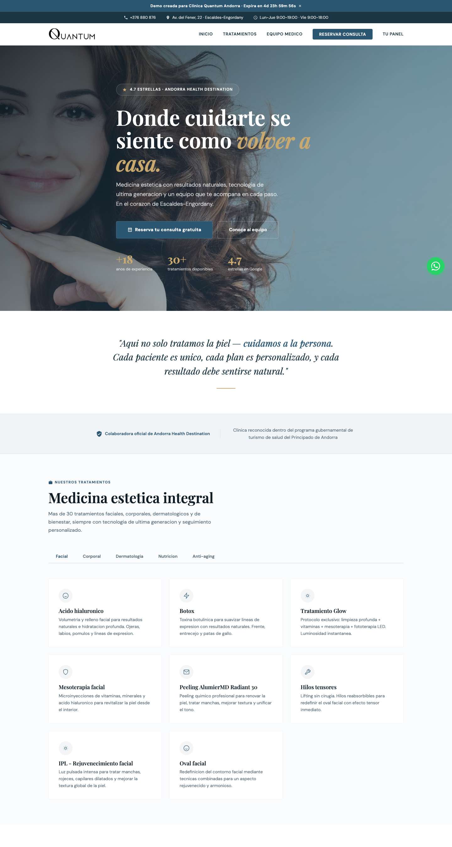 Clínica Quantum — Web salud