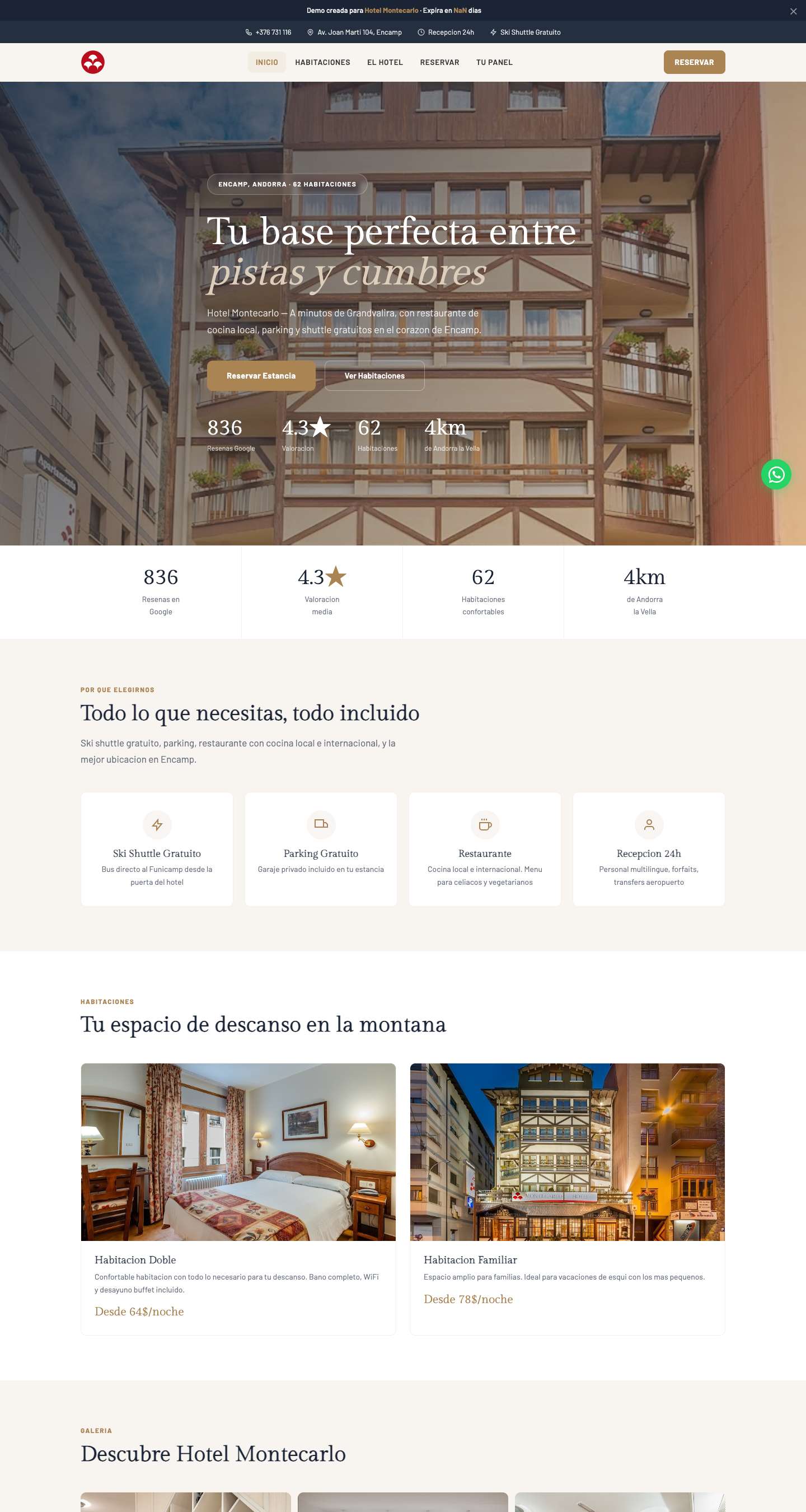 Hotel Montecarlo — Web hotel